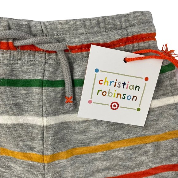 Christian Robinson x Target Gray Heather Toddler Striped Jogger Pants 18M or 5T - Picture 4 of 8